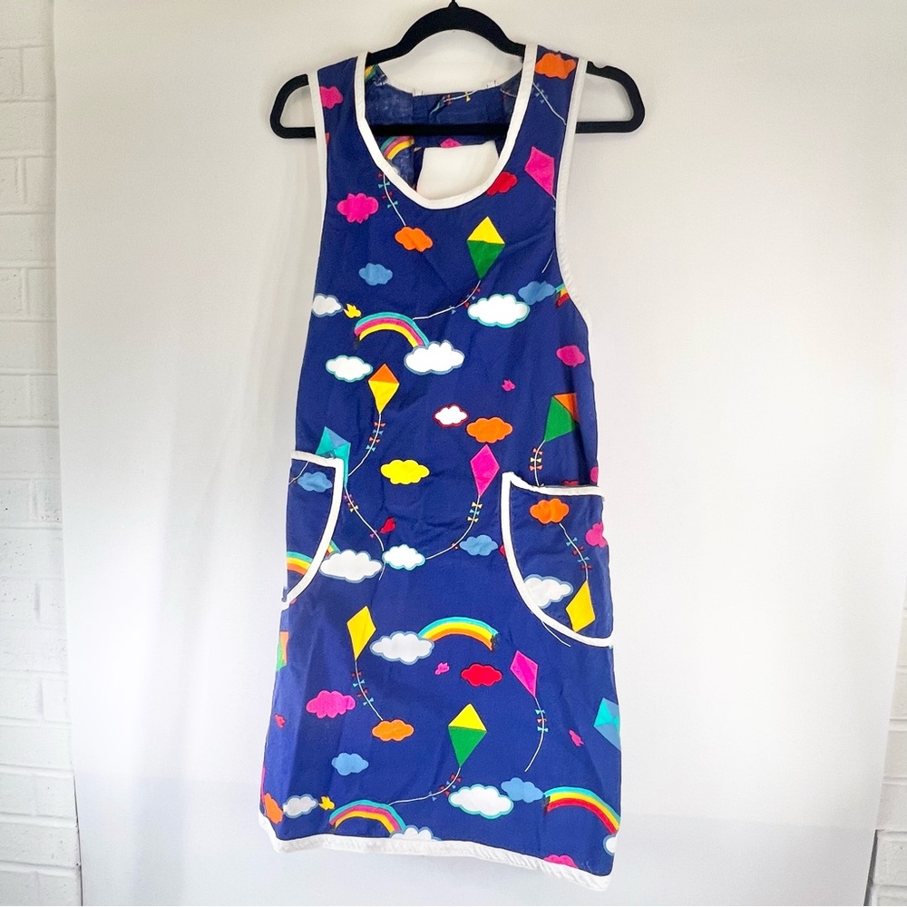 Colorful Vintage Kite Print Art Smock Artsy Artist Kids